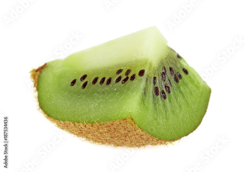 One kiwi fruit sliced segment isolated on a white background