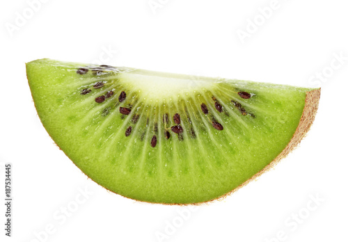 Kiwi fruit slice on a white background