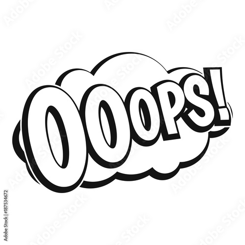 OOOPS, comic book explosion icon, simple style