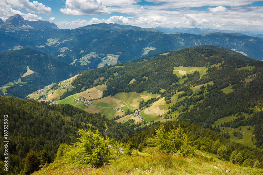 view from Kronplatz peak to Italian Alps