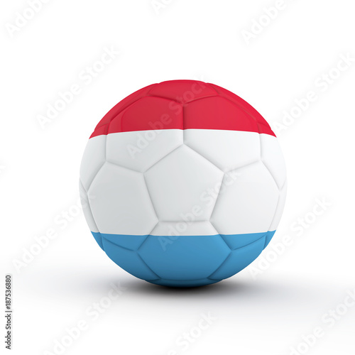 Luxembourg flag soccer football against a plain white background. 3D Rendering