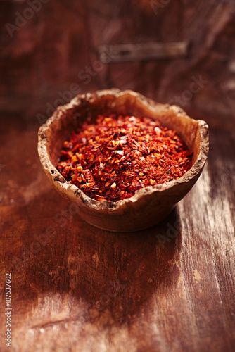 Traditional harissa spice mix - morrocan red hot chilles mixed