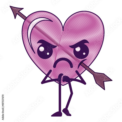 heart love with arrow kawaii character vector illustration design