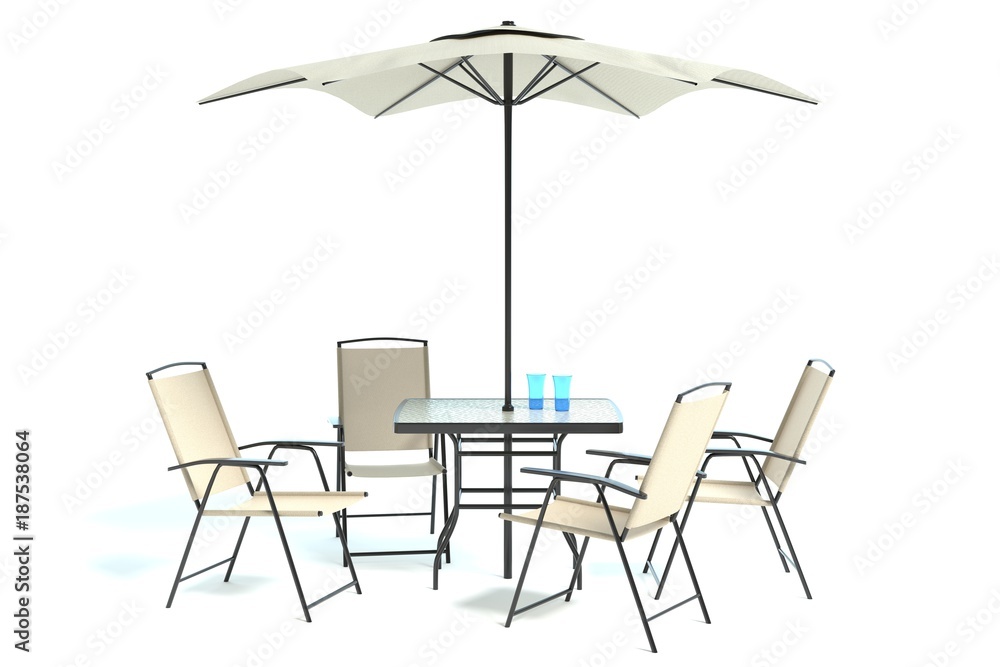 3d illustration of a patio table set 3d illustration of a patio table set