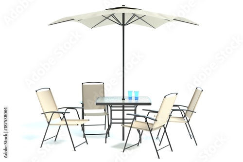 3d illustration of a patio table set