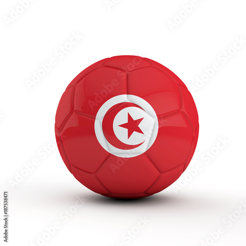 Free Download Tunisia flag soccer football against a plain white background. 3D Rendering - GFXLoad