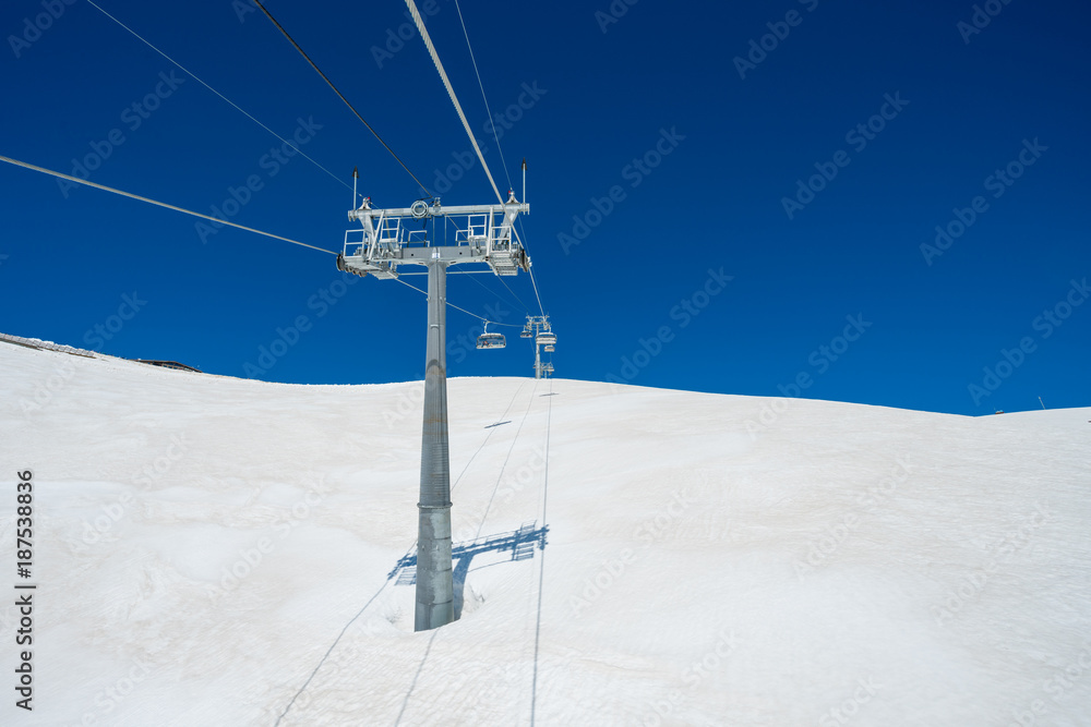 Funicular in ski resort at winter