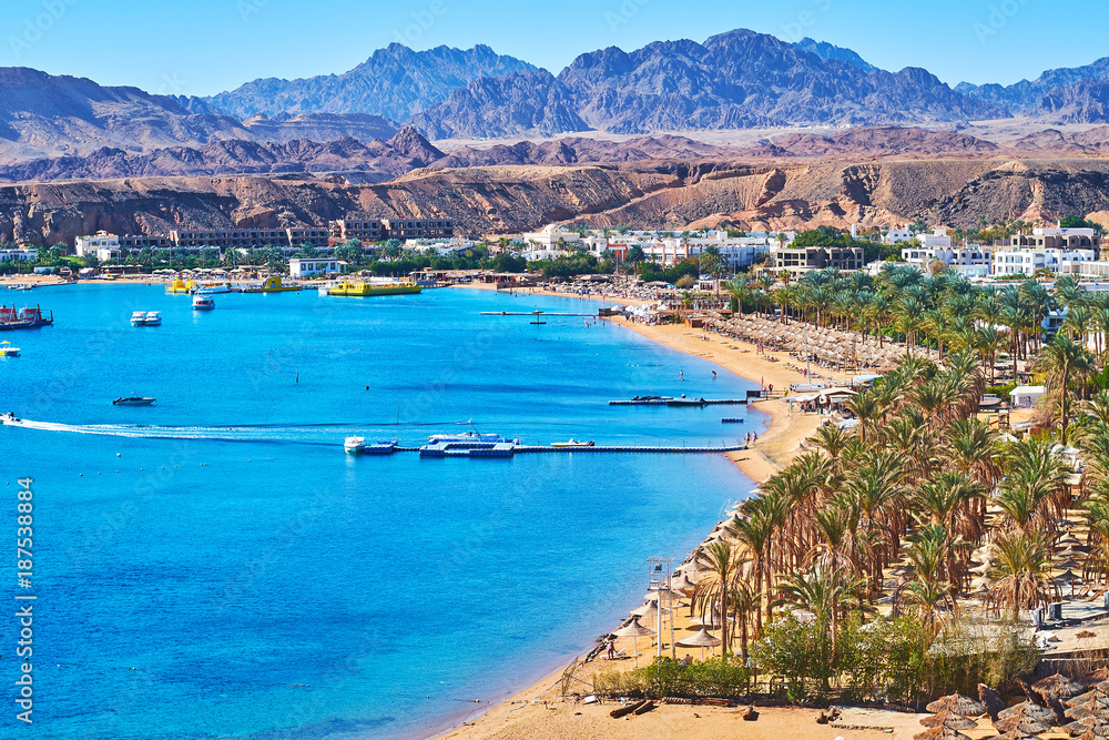 Fototapeta premium Linia plażowa zatoki El Maya, Sharm El Sheikh, Egipt
