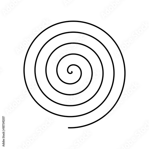 Thin black spiral symbol. Simple flat vector design element. photo