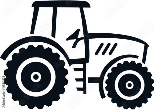 Farmer tractor drawn white photo
