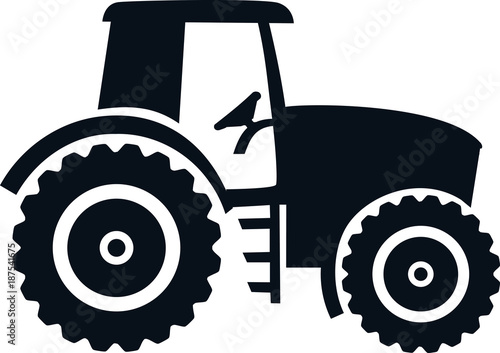 Farmer tractor drawn black