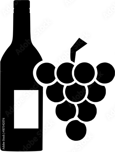 Winebottle and grapes