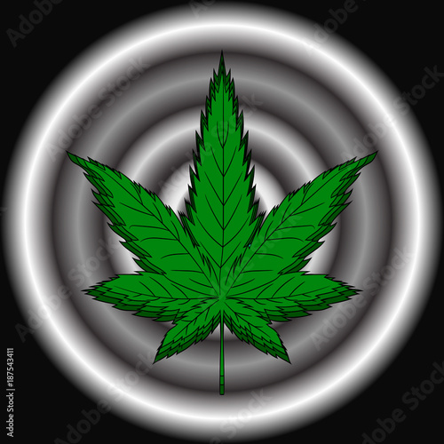 hemp leaf. Dependence on marijuana. Vector illustration. Hand drawing.