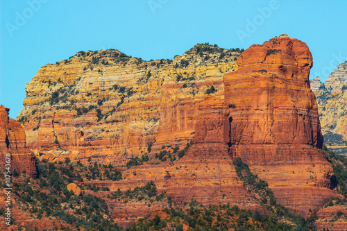 Cliffs Of Red Rock In Layers In Arizona Desert