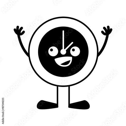 contour happy circle clock kawaii with arms and legs