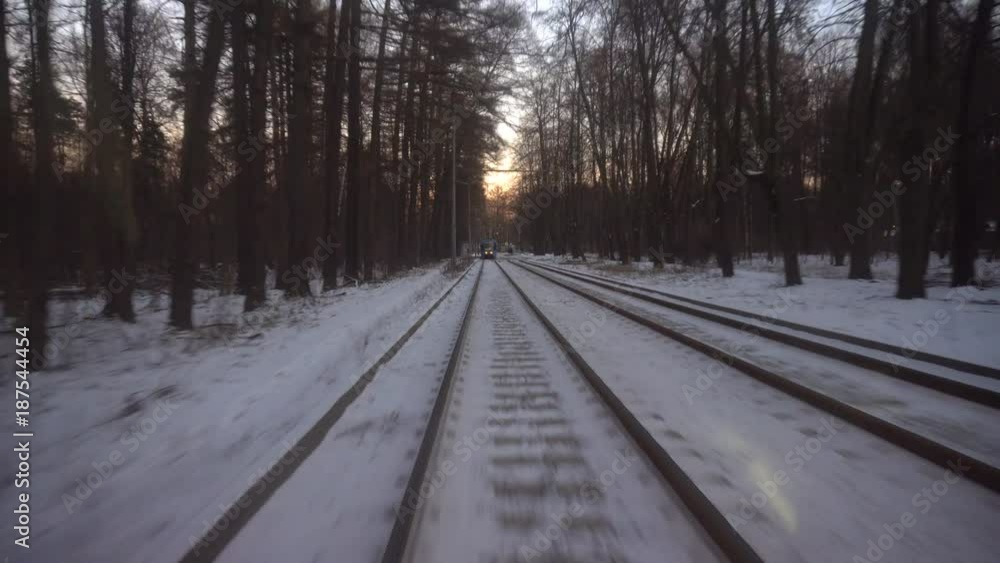 ride on the modern tram through winter Park ride on the modern tram through winter Park