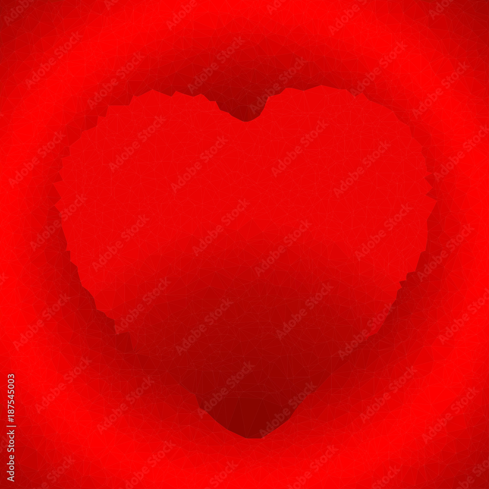 Valentine's Day background with heart. Valentine Day. Vector greeting card on Polygonal style. 