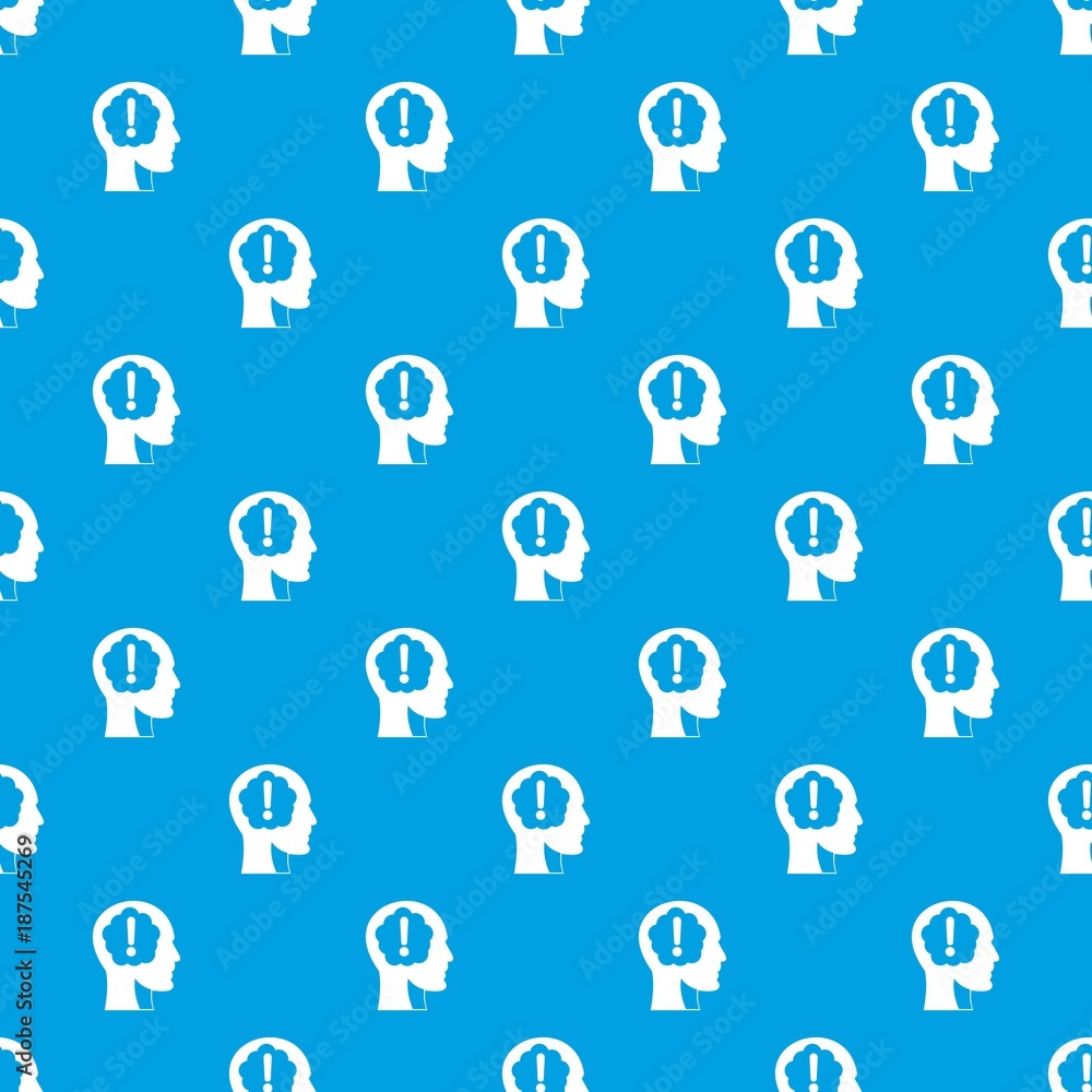 Head with exclamation mark inside pattern seamless blue Head with exclamation mark inside pattern seamless blue