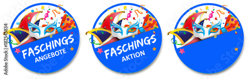 Angebote, Aktion Fasching Button Set mit Fasching Accessoires und Textfreiraum