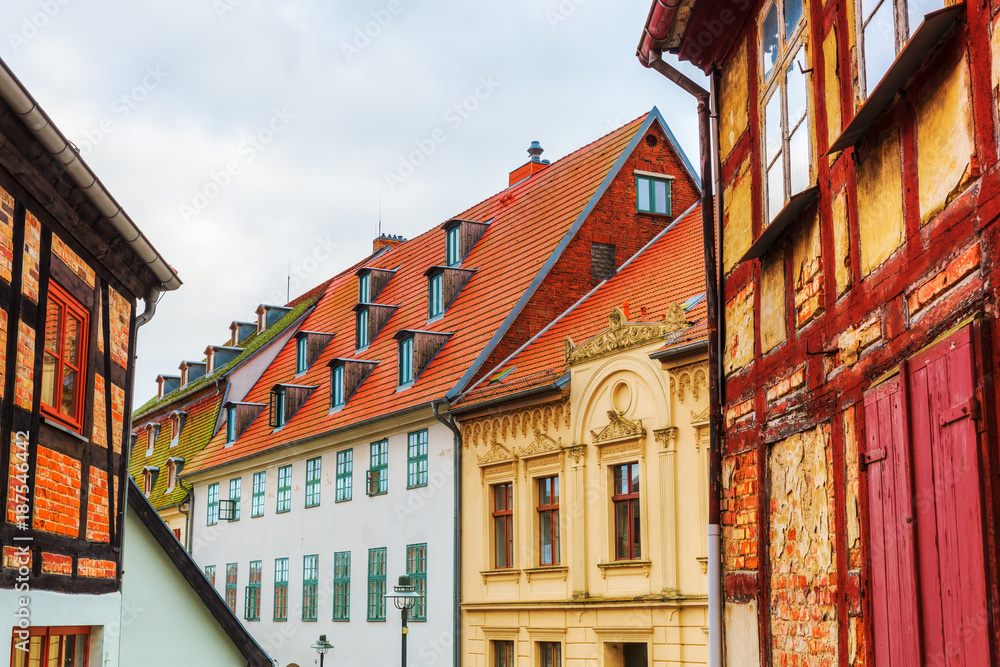 Fototapeta premium historic buildings in Wolgast, Mecklenburg Western Pomerania, Germany