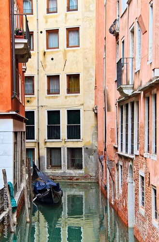 A canal empty of people in Venice, Italy