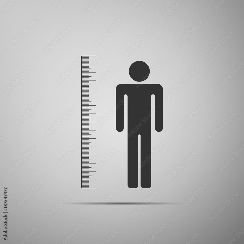 Measuring height body icon isolated on grey background. Flat design. Vector Illustration Measuring height body icon isolated on grey background. Flat design. Vector Illustration