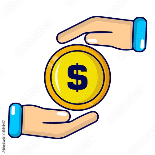 Insurance money icon, cartoon style