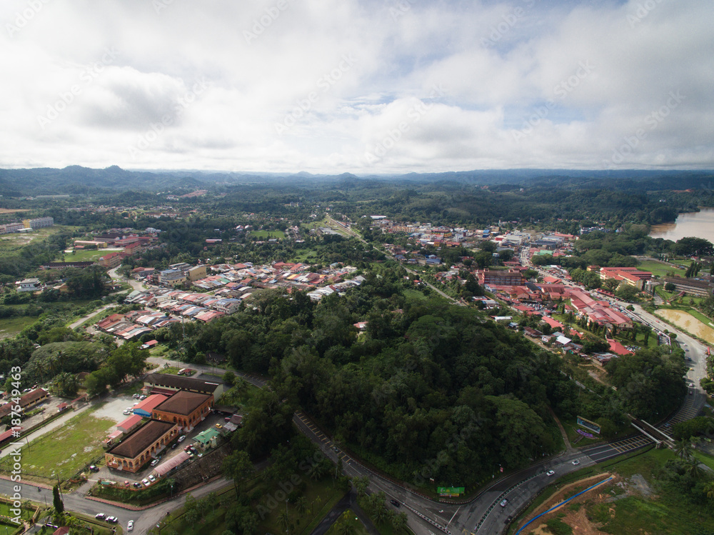 aerial view of Kuala Krai town. located in Kuala Krai, Kelantan, malaysia