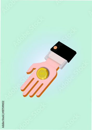 one hand give coin