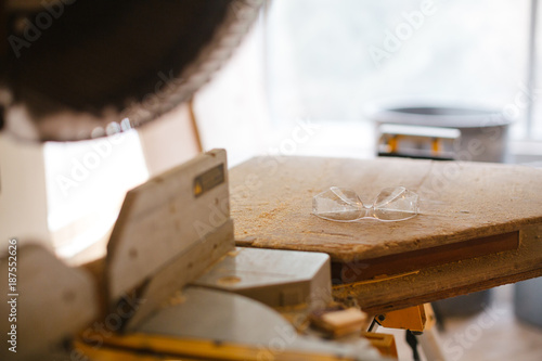 Safety glasses near chop saw