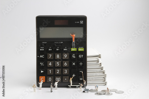 Canvas Print mini  people figure standing on clearing  calculator