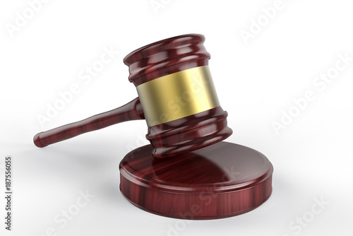 Judge gavel on white background. Justice and Law concept. Close up. 3D illustration