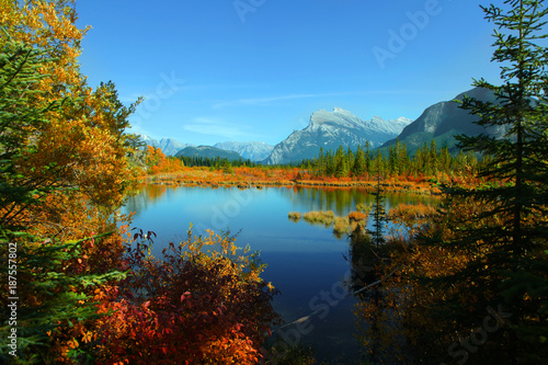 Scenic Vermilion lakes area at Banff national park Canada