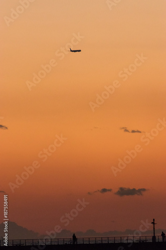 Sunset on the coast of Chiba prefecture / Sunset viewed from Kamigawa-hama in Chiba-city, Chiba Prefecture,Japan