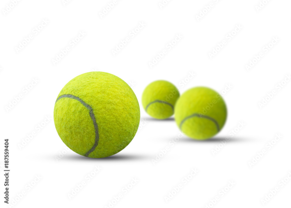 Three tennis ball isolated on white background