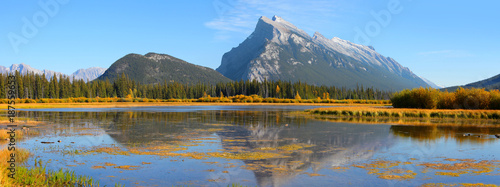 Panoramic view of Vermilion lakes in Banff national park