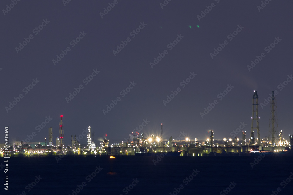 Factory night view / Factory night view seen from Kamigawahama Beach in Chiba Prefecture,Japan