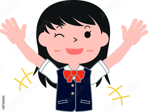 Girl's honor student Japanese happy.eps