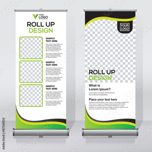 Roll up banner design template, abstract background, pull up design, modern x-banner, rectangle size.