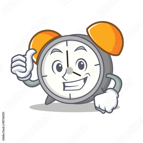 Thumbs up alarm clock character cartoon
