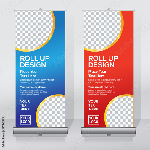 Roll up banner design template, abstract background, pull up design, modern x-banner, rectangle size.