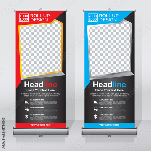 Roll up banner design template, abstract background, pull up design, modern x-banner, rectangle size.