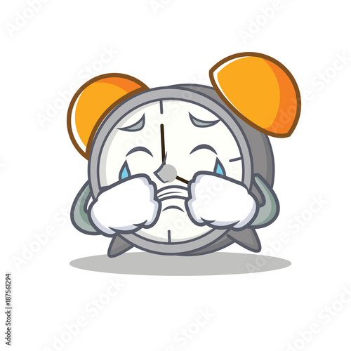 Crying alarm clock mascot cartoon