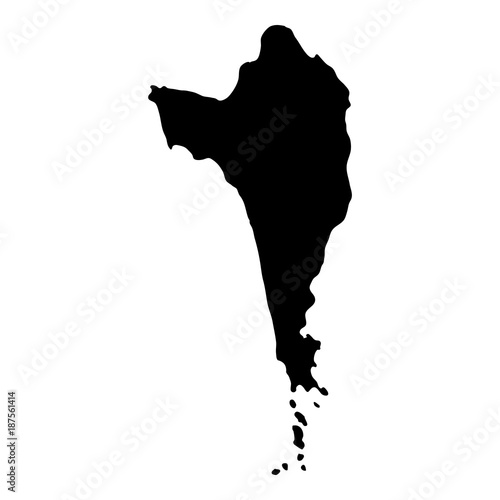 Phu Quoc map. Island silhouette icon. Isolated Phu Quoc black map outline. Vector illustration.