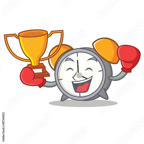 Boxing winner alarm clock mascot cartoon