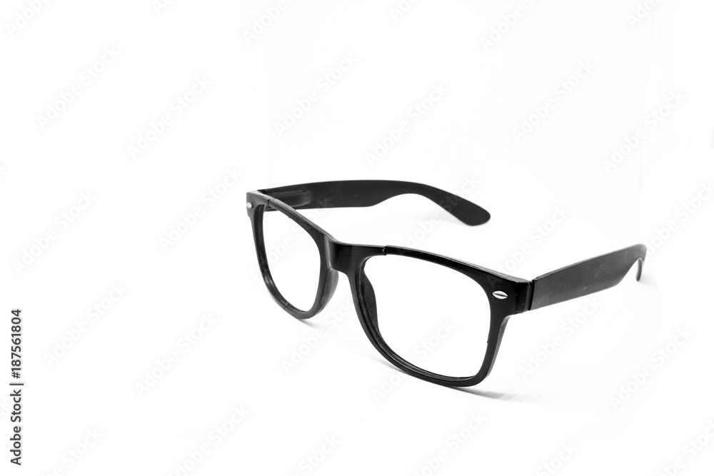 Broken Black sunglasses Isolated On White Background with copy space. Broken Black sunglasses Isolated On White Background with copy space.