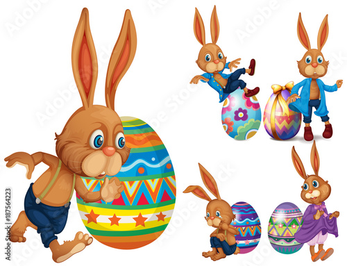 Brown rabbits and easter eggs