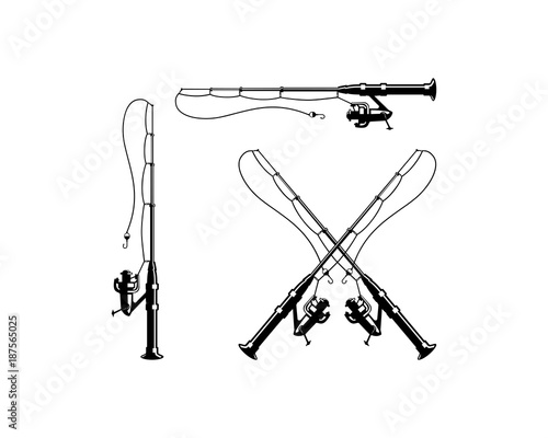 Black Fishing Ros Cross Equipment Illustration Hand Drawing Symbol Logo Vector Template