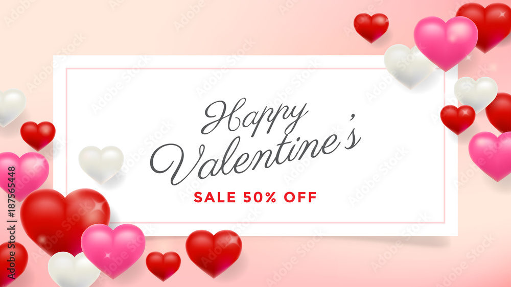 Valentines day sale background with flower rose and heart vector, wallpaper, flyers, invitation, posters, brochure, banners