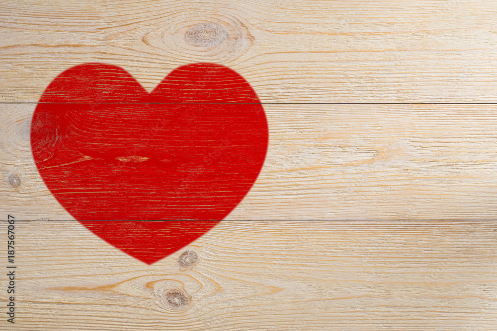 red heart painted on white rustic wooden planks red heart painted on white rustic wooden planks